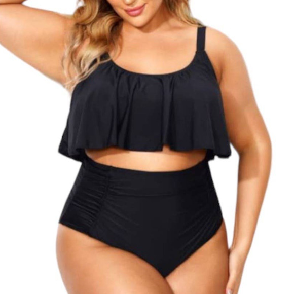 New Meet Curve High Waist Black Bikini Bottoms Size 4X (Bottoms Only) - Picture 3 of 4